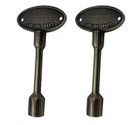 MENSI Lot de 2 foyers universels chromés et cuivrés au gaz propane, clé de rechange de 7,6 cm de long pour tige de valve de 6,35 mm et 1,6 cm (couleur laiton antique)