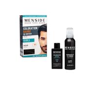 Menside - Kit de Coloration 2 en 1 Barbe & Cheveux - Crème Colorante + Rénovateur - Couvre Durablement Poils et Cheveux Gris - A l'Aloès et Santal Rouge