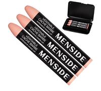 Menside - Véritable Cache Barbe - Lot de 3 Sticks Make-Up - Fond de Teint Professionnel pour Homme - Haut Pouvoir Couvrant - Avec Étui de Rangement - Fabriqué en France