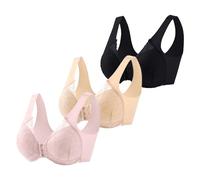 Menstruelle X 3 Soutien-Gorge en Dentelle avec Boucle latérale Avant pour Femmes, 3 pièces, sans Anneau en Acier, Mouvement sans Couture, réglage de la Collecte, Yoga, Ensemble Tournevis (PK2, XXXL)