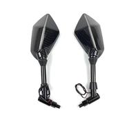 MENSUNUBNM Moto 10mm Rétroviseur Latéral De Moto avec Éclairage pour pour Ninja Z750 Z800 Z900 Z1000 650R ER6N ER6F ER5(Carbon Fiber Texture)