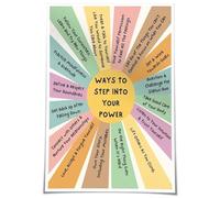 Mental Health Empowerment Poster, Ways to Step Into Your Power Positive Affirmations, Therapy Office & Counseling Room Wall Decor(Unframed,12x18inch(30x45cm))
