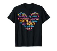 Mental Health Heart Positive Words Affirmations Awareness T-Shirt