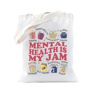 Mental Health Is My Jam Sac fourre-tout pour thérapeute et conseiller - Sensibilisation aux soins personnels - La santé mentale compte des vibrations positives - Cadeau de bien-être, Santé mentale
