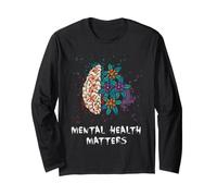 Mental Health Matters Art de Sensibilisation au Cerveau Floral Manche Longue