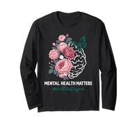 Mental Health Matters End The Stigma Cerveau Floral Manche Longue