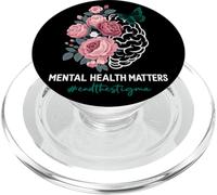 Mental Health Matters End The Stigma Cerveau Floral PopSockets PopGrip pour MagSafe