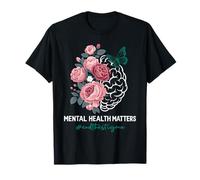 Mental Health Matters End The Stigma Cerveau Floral T-Shirt