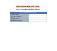 Mental Health & Mood Tracker Logbook: A tool designed to help individuals monitor and understand their emotional state and mental well-being.