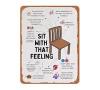 Mental Health Office Decor Metal Sign Sit With That Feeling Mindfulness Quote for Calm Space 8 X 12 in