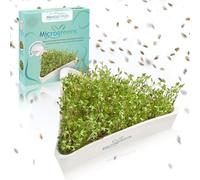 Mental-High Bol à cresson en céramique avec tamis en acier inoxydable - Bol à germes avec fleur de vie pour des pousses fraîches et des microverts - Avec instructions sur l'emballage (français non