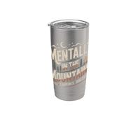 Mentalement dans les montagnes, café, feux de camp, nuits tranquilles Gobelet isotherme en acier inoxydable double paroi