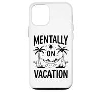 Mentally on Vacation Hamac Tropical Amusant avec Palmiers et Plage Coque pour iPhone 12/12 Pro
