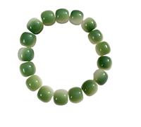 MENTAM Bracelet élastique Ajustable, Bracelet Chinois en résine dégradé Vert Blanc réglable en Jade Lisse Porte-Bonheur for Hommes et Femmes, Accessoires Hanfu Cheongsam d'été(Green)