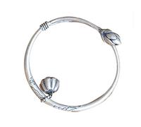 MENTAM Bracelets à manches à la mode, bracelets rétro tra Bracelet manchette en argent sterling avec breloque gravée fleur de nénuphar, bijou vintage
