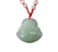MENTAM Collier de Feng Shui chinois, pendentif traditionn Collier pendentif Feng Shui chinois en pierre de jade porte-bonheur Bouddha d'argent