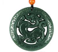 MENTAM Collier de Feng Shui chinois, pendentif traditionn Jade vertPendentif dragon chinois pendentif en jade hétien