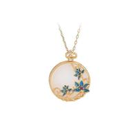 MENTAM Collier de Feng Shui chinois, pendentif traditionn Pendentif amulette porte-bonheur en jade imitation lotus for femme, chaîne de clavicule vintage chinoise