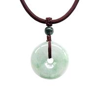 MENTAM Collier de Feng Shui chinois, pendentif traditionn Pendentif boucle Pingan en jade naturel, amulette chinoise en acacia