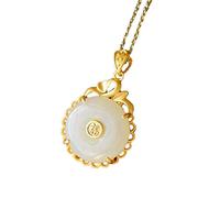 MENTAM Collier de Feng Shui chinois, pendentif traditionn Pendentif en argent 925 et jade blanc Hotan naturel