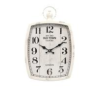 Menterry Horloge Murale rétro rectangulaire, Design Antique à l'ancienne, Style Rustique Vintage, Horloge Murale silencieuse à Piles pour la Maison de Campagne, la Cuisine et Le Bureau (White)