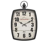 Menterry Horloge Murale rétro rectangulaire, Design Antique à l'ancienne, Style Rustique Vintage, Horloge Murale silencieuse à Piles pour la Maison de Campagne, la Cuisine et Le Bureau (Black)