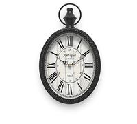Menterry Petite Horloge Murale Ovale rétro, Style Ancien Antique, Style Vintage, Fonctionne avec Piles, Horloge Murale silencieuse pour Cuisine, Chambre, Ferme, Salle de Bain (28,4 x 17 cm (H x l)