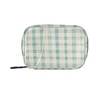 Menthe - Sacs à médicaments modernes à carreaux verts et blancs pour femme avec compartiments amovibles - Pilulier réutilisable 2 fois par jour pour sac à main