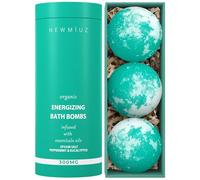 Menthol Fizzing Bath Bomb Eucalyptus Peppermint Epsom Salt- Refreshing & Energizing - Luxurious Bubble Spa with Your Essential Oil Infused Bath Oil Bombs - Post Workout Sore Muscles Recovery Gift