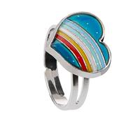 Mentin Bague Femmes Enfants d'Humeur de Coeur Arc-en-ciel Coloré Température Emotion Feeling Anneaux