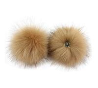 Mentin DIY 15cm Faux Renard Fourrure Pompon Boule Fluffy avec Bouton, pour Tricot Chapeau Chapeaux,Vêtements, Chaussures, Sac (10#)