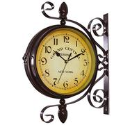 Mentin Horloge de Gare Double Face - Station de Jardin Horloge Murale Extérieure Horloge Style de Antique Européen
