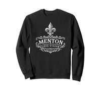 Menton Côte d'Azur France Ornée Fleur de Lis Blanc Sweatshirt