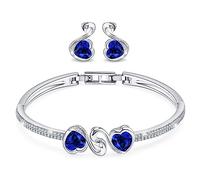 Menton Ezil Fahion Burning Love Collection Parure de bijoux en cristal pour femme Bracelet collier et boucles d'oreilles en or blanc 18 carats pour femme, petite amie ou mère, idée cadeau pour femme