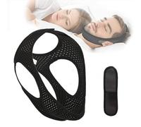 Mentonnière Anti-ronflement, Mentonnière Respirante Réglable Chin Strap, Dispositifs Anti Ronflement Unisexe, Anti Ronflement Solution pour Aide Sommeil Réduction Ronflement (Noir)