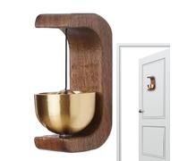 Mentonnière de porte en bois massif - Carillon de vent en bois massif - Maison artisanale de style furin - Cloche à résonance en bois naturel - Support magnétique sans outil - Accent décoratif pour