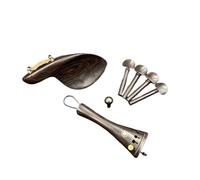 Mentonnière de violon 1 ensemble d'accessoires for violon 4/4 en bois d'ébène, raccords de pièces, cordier + chevilles réglage + embouts + mentonnière/support menton(Color 1)