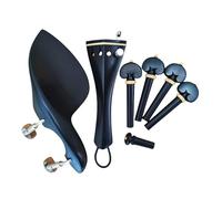 Mentonnière de violon Ensemble complet de pièces violon, accessoires en ébène, taille 4/4, repose-menton, cordier, chevilles, épingle d'extrémité, coussinet d'épaule for menton(Ebony wood E)