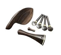 Mentonnière pour violon 1 ensemble d'accessoires for violon 4/4 en bois d'ébène, raccords de pièces, cordier + chevilles réglage + embouts + mentonnière/support menton(Color 7)