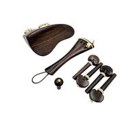 Mentonnière pour violon 1 ensemble d'accessoires for violon 4/4 en bois d'ébène, raccords de pièces, cordier + chevilles réglage + embouts + mentonnière/support menton(Color 10)