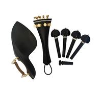 Mentonnière pour violon Ensemble complet de pièces violon, accessoires en ébène, taille 4/4, repose-menton, cordier, chevilles, épingle d'extrémité, coussinet d'épaule for menton(Ebony wood B)