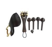 Mentonnière pour violon Ensemble complet de pièces violon, accessoires en ébène, taille 4/4, repose-menton, cordier, chevilles, épingle d'extrémité, coussinet d'épaule for menton(Ebony wood F)