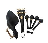 MentonnièRe Violon Ensemble complet de pièces violon, accessoires en ébène, taille 4/4, repose-menton, cordier, chevilles, épingle d'extrémité, coussinet d'épaule for menton(Ebony wood C)