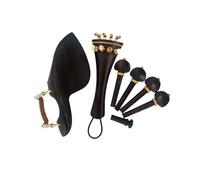 MentonnièRe Violon Ensemble complet de pièces violon, accessoires en ébène, taille 4/4, repose-menton, cordier, chevilles, épingle d'extrémité, coussinet d'épaule for menton(Ebony wood D)