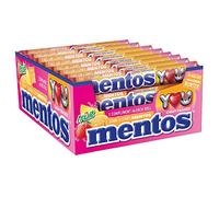 Mentos - Boîte de 40 Rouleaux Fruits - Bonbons Mentos aux Fruits, Tendres et Croquants, 3 Fruits Assortis - Fraise, Orange, Citron - Format Idéal pour Anniversaires - 40 Rouleaux à Partager