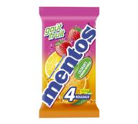 Mentos Fruits – 3 goûts assortis (fraise, orange, citron) – Lot de 4 rouleaux 152 g