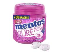 Mentos - Chewing-Gum Mentos Pure Fresh Bubble - Chewing-Gum Sans Sucres - Parfum Bubble Ultra Gourmand - Dure Longtemps - Haleine Fraîche - Boîte de 50 Dragées