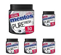 Mentos Chewing-Gum Mentos Pure Fresh Menthe Réglisse- Chewing-Gum Sans Sucres, 50 Dragées, 100g (Lot de 5)