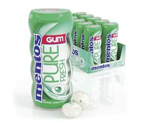 Mentos Chewing-gum Pure Fresh - Goût de menthe verte (Lot de 10)
