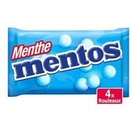 MENTOS - Fraîcheur Intense en Bonbons Menthe, Texture Fondante et Saveur Vive (4x14 dragées, 152g) - Le Lot De 4